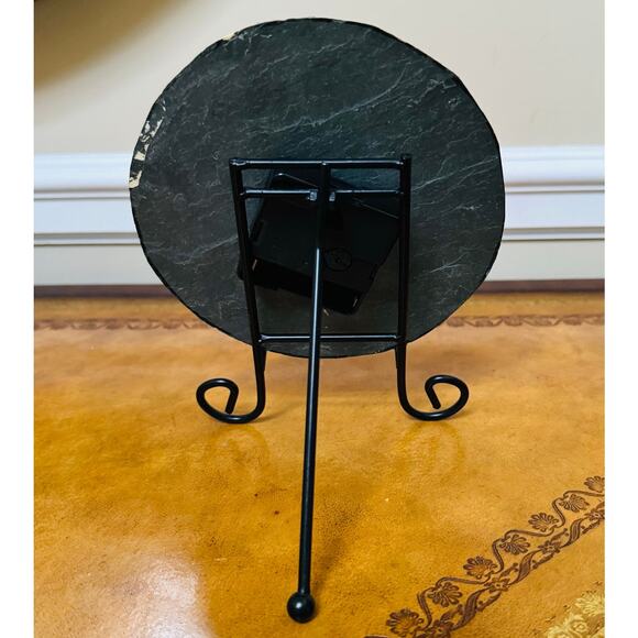 Laitenberger Stone Slate 6" Roman Numeral Battery Operated Round Clock w Stand - Picture 4 of 6